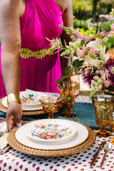 Beautifully curated tablescape with vintage and new tableware