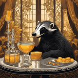 Whimsical image of a badger enjoying a cocktail.