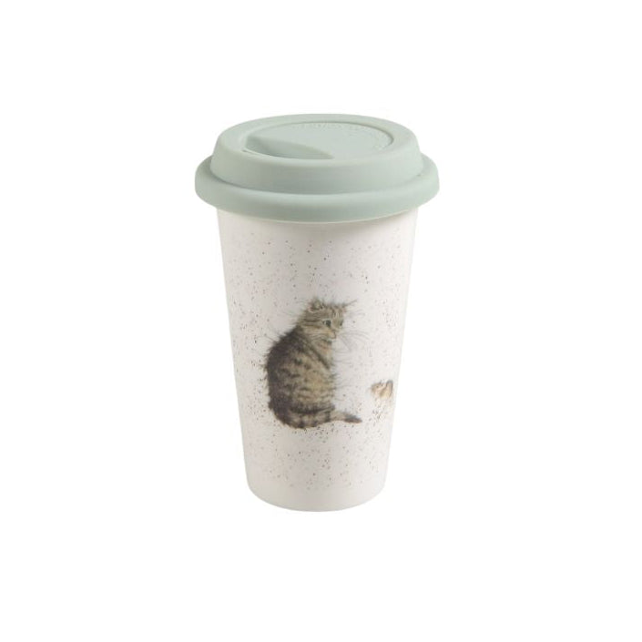 Cat & Mouse travel mug with lid from Wrendale Designs