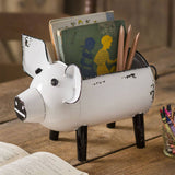 Black & white metal pig container by CTW Home