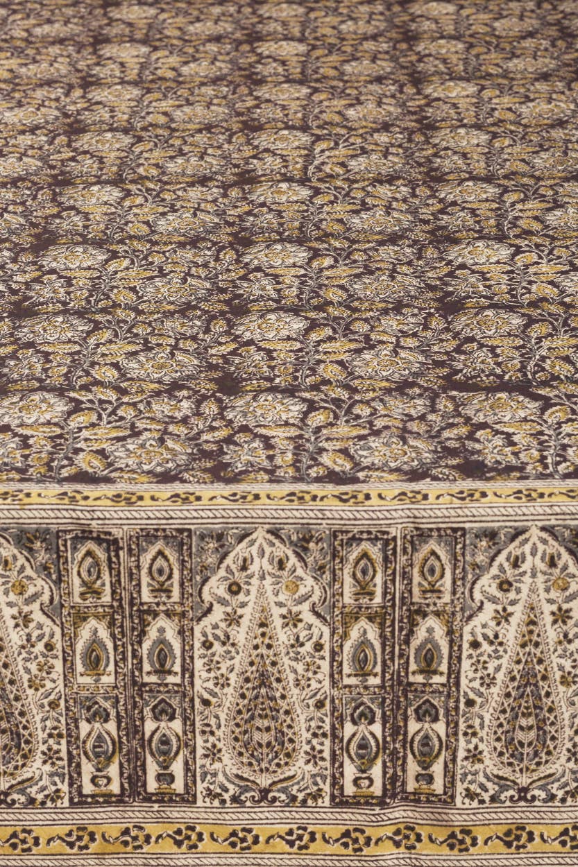 Black Kalamkari Tablecloth 60" x 90"