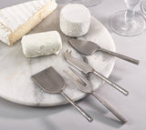 Serve cheese in style with this set of distressed stainless cheese servers.