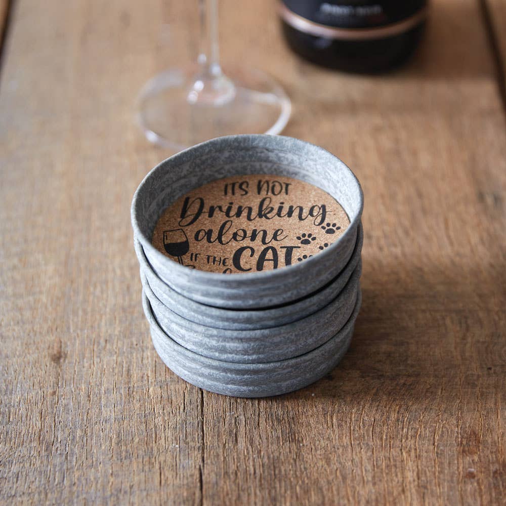 Stack of mason jar lid coasters