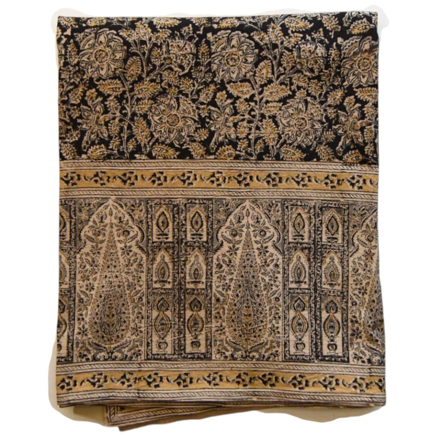 Black Kalamkari Tablecloth 60" x 90"