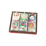 Three decorative items in a box with colorful designs and 'Brite' branding.