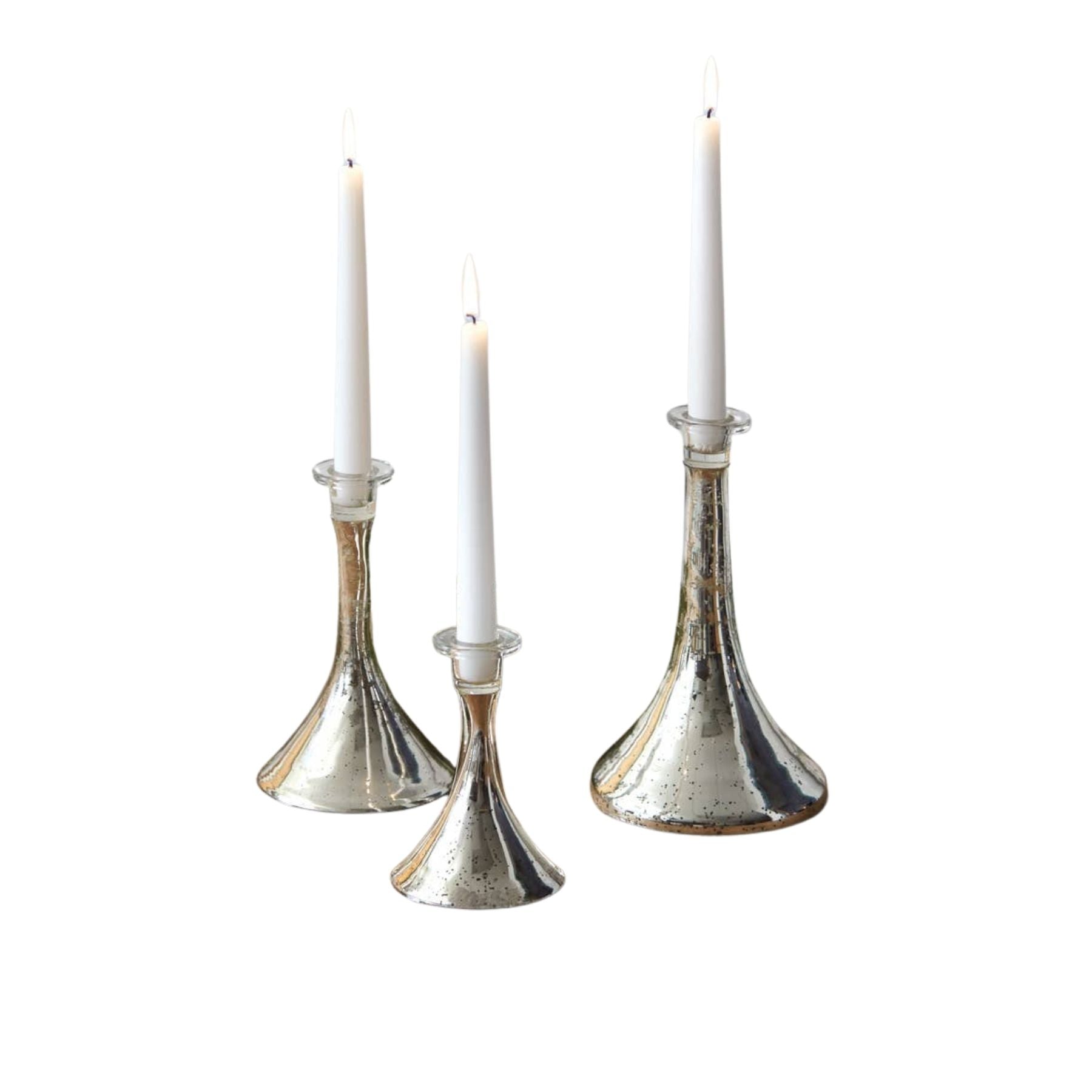 Silver mercury glass candleholders by CTW Home, Set of 3