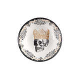 Decorative plate with skull and crown design on a white background