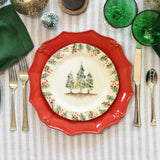 Christmas place setting in red and green