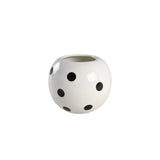 White low vase with black polka dots