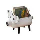 Black and white metal pig container by CTW Home