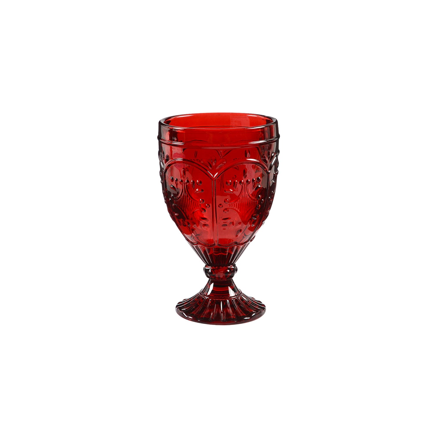 Trestle Red Pressed Glass Goblet by Fitz & Floyd