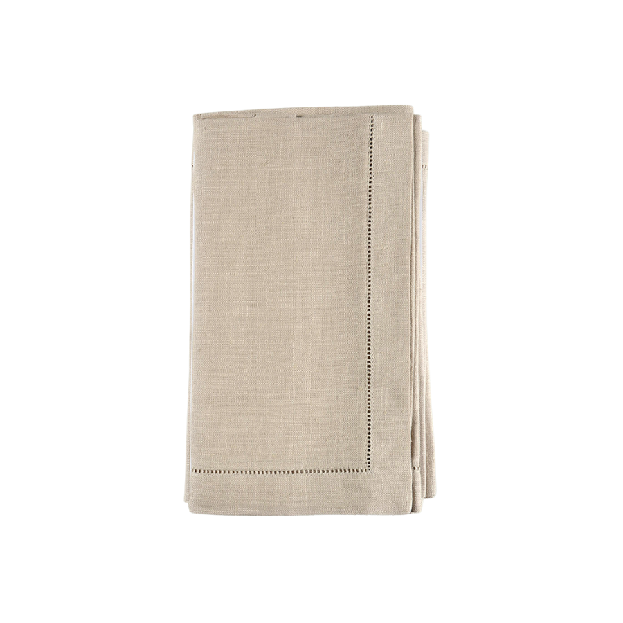 Folded beige linen napkins
