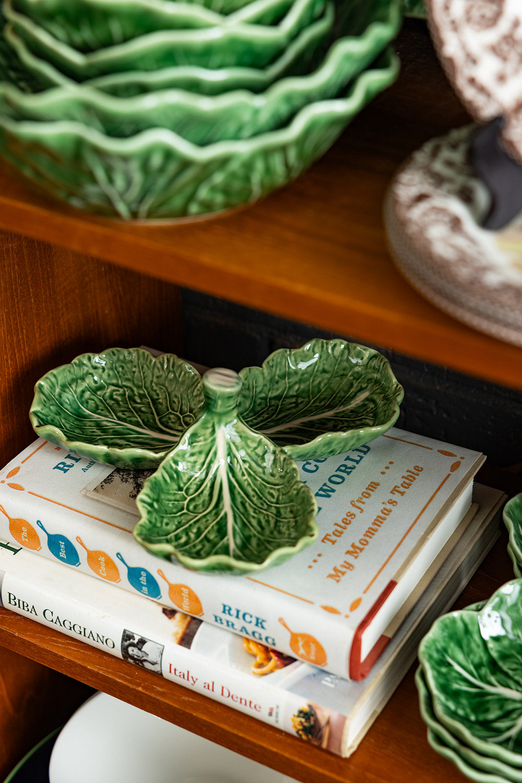 Cabbage Green 3-part relish by Bordallo Pinheiro in a tableware collection 