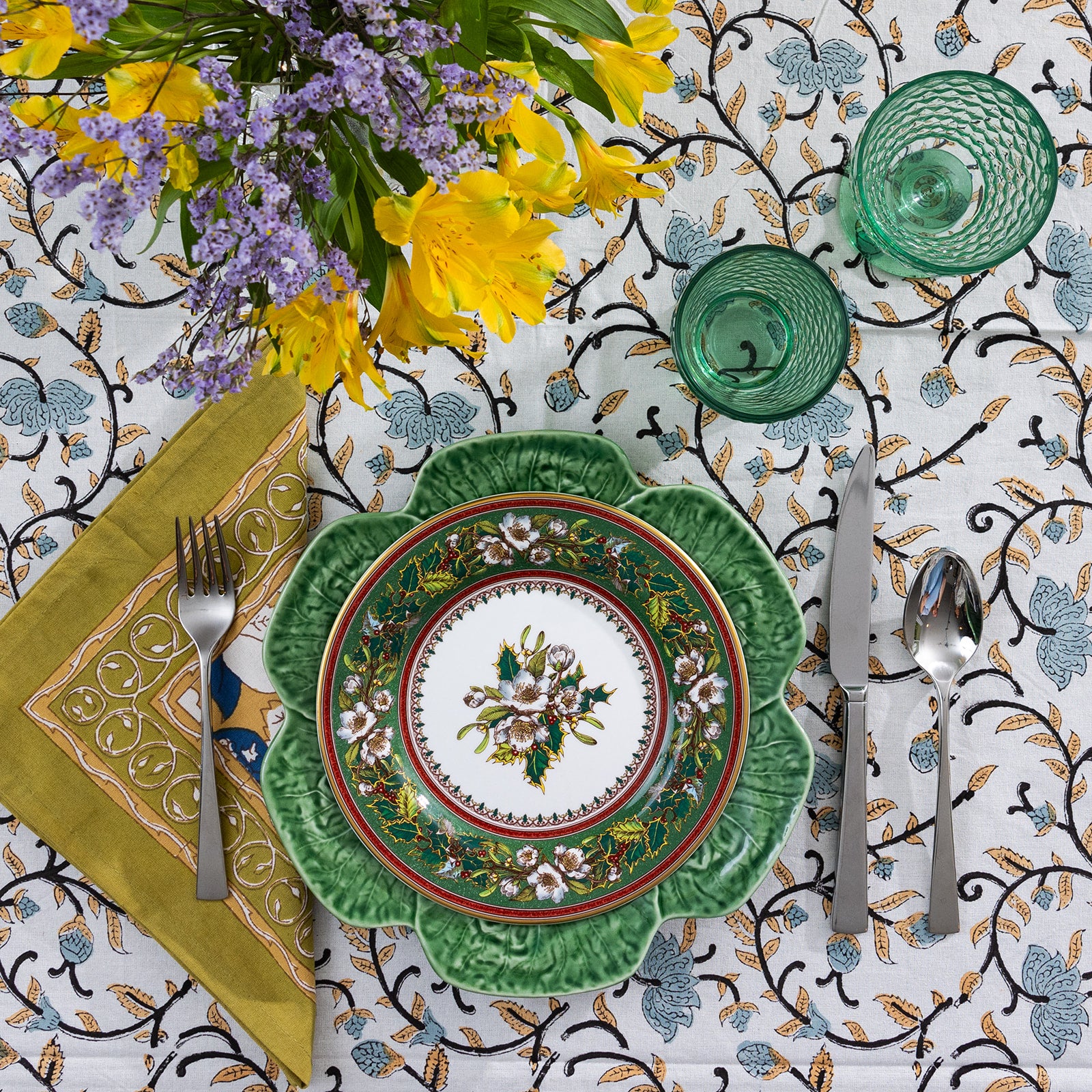 Christmas Rose salad plate brings lush florals to any seasonal table.