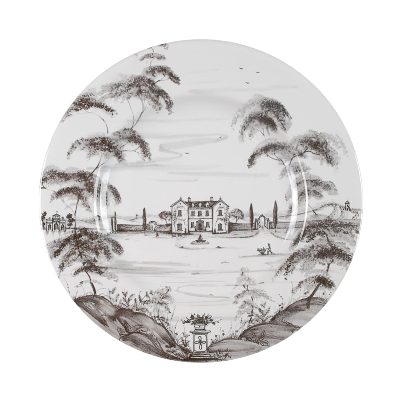Decorative plate depicting an expansive country home and grounds.