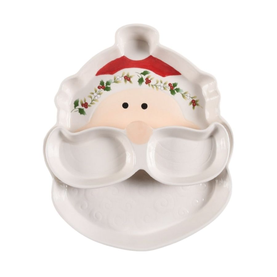 Winterberry Santa tray with removable mustache dish by Pfaltzgraff