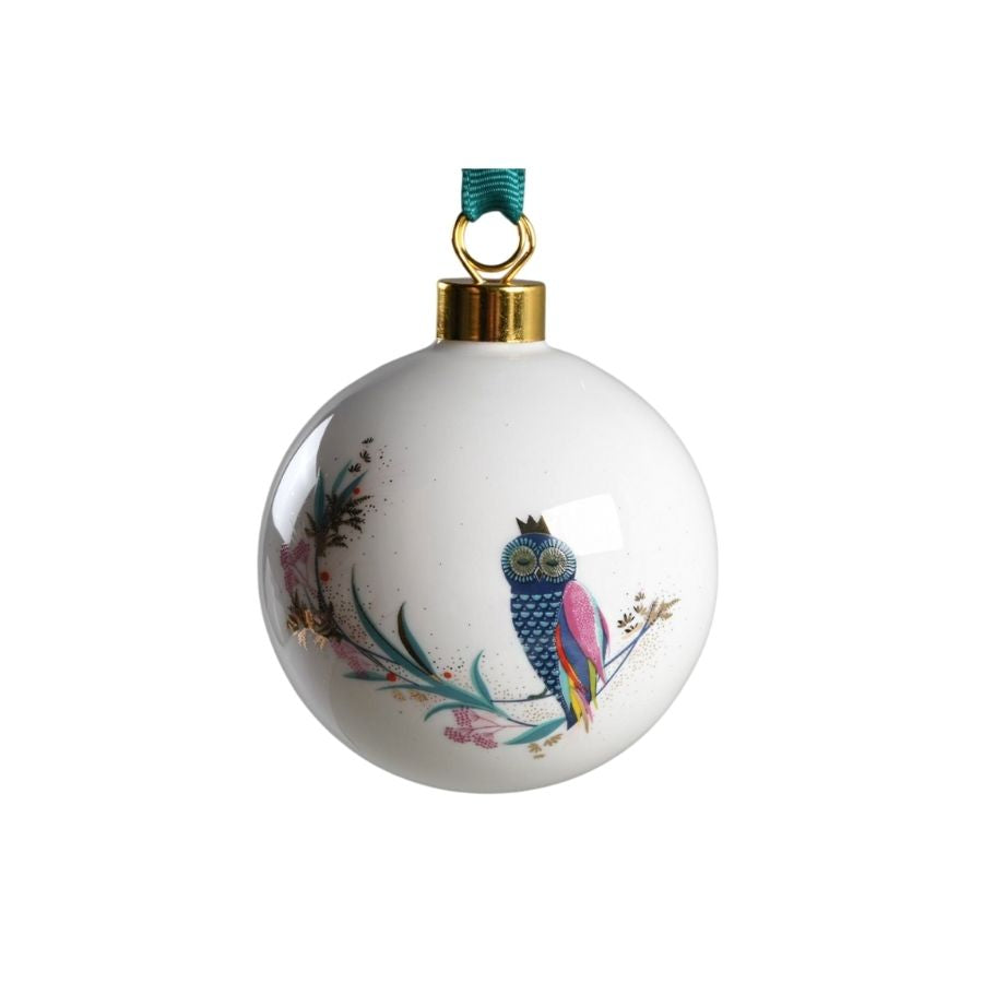 Porcelain Festive Owl bauble ornament by Portmeirion