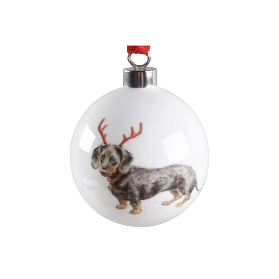 Dachshund porcelain bauble by Royal Worcester