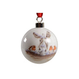 Wrendale Designs porcelain bauble by Royal Worcester, featuring a donkey and his bird friends