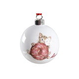 Wrendale Designs porcelain bauble  by Royal Worcester, featuring a Christmas kitten