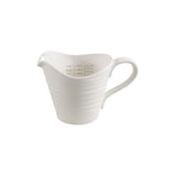 White ceramic pitcher on a white background