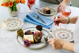 Dinner plates double as servers for sweets and small bites.