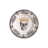 Decorative plate with skull and crown design on a white background