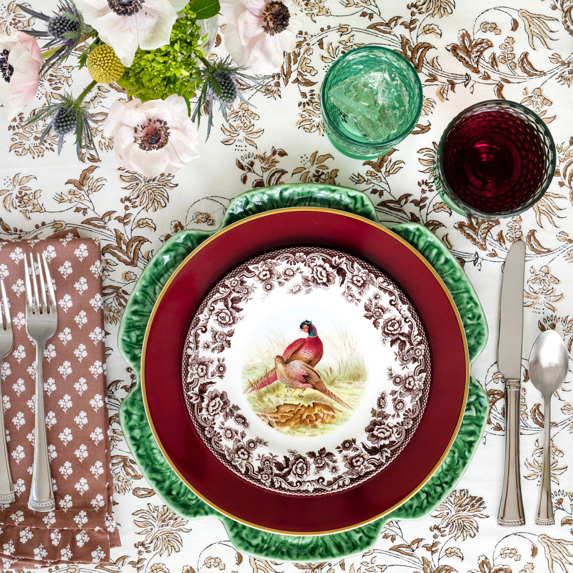 Cabbage Green adds a fresh element to this classic table setting