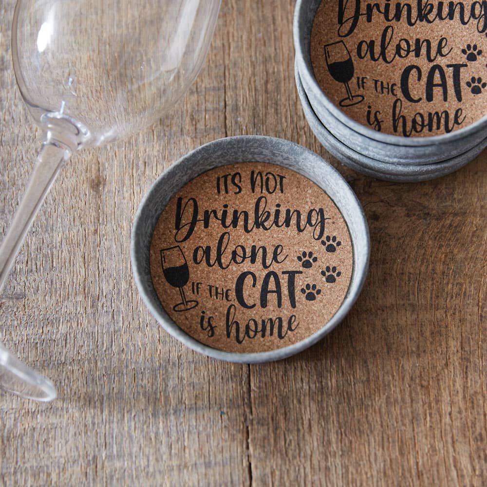 Funny mason jar lid coaster with cat saying.