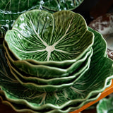 Stack of Bordallo Pinheiro Cabbage Green bowls.