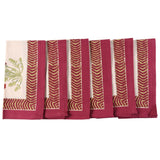 Poppies Cloth Napkins in Burgundy by Couleur Nature, Set of 6 