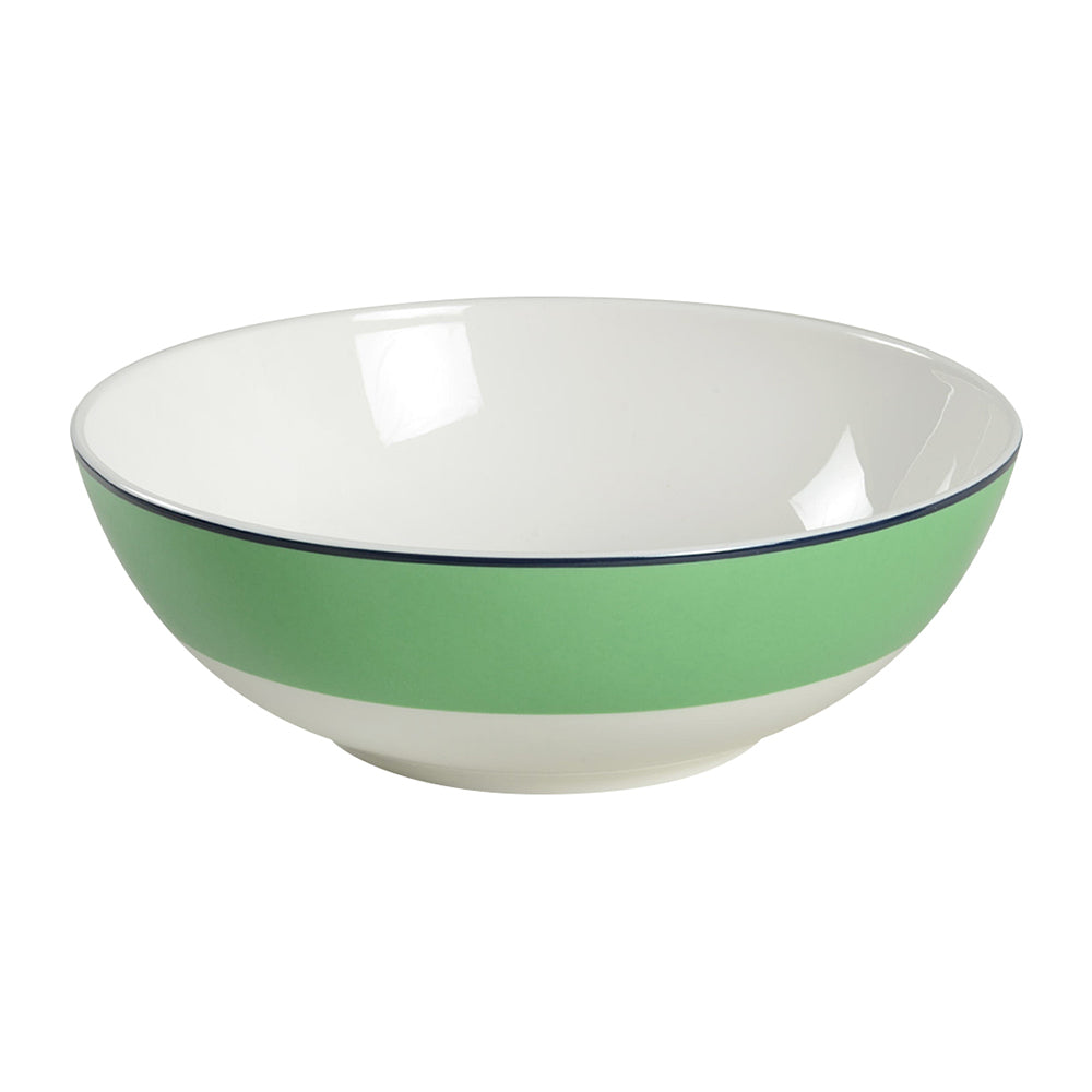 Hopscotch Drive Green Banded Soup/Cereal Bowl with Navy Trim by Lenox