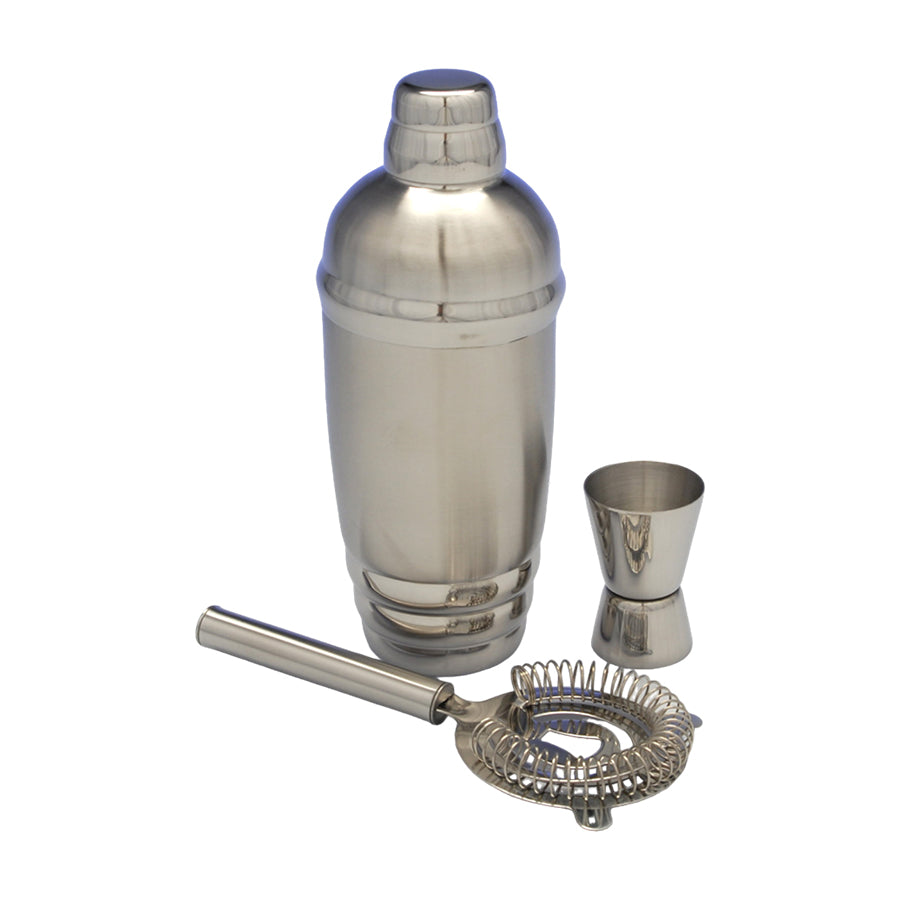 Tuscany Classics Stainless 3-Piece Bar Set with Jigger, Strainer, and Metal Shaker by Lenox.