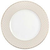 Waverly Pond Dinner Plate with Cream and White Geometric Rim and Gold Trim by Lenox