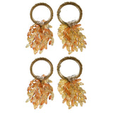 Set of 4 Orange & Yellow Beaded Floral Napkin Rings by Saro Lifestyle