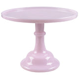 Opaque pink glass pedestal cake stand