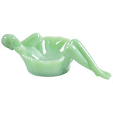 Jadeite soap dish shaped as a woman in a tub